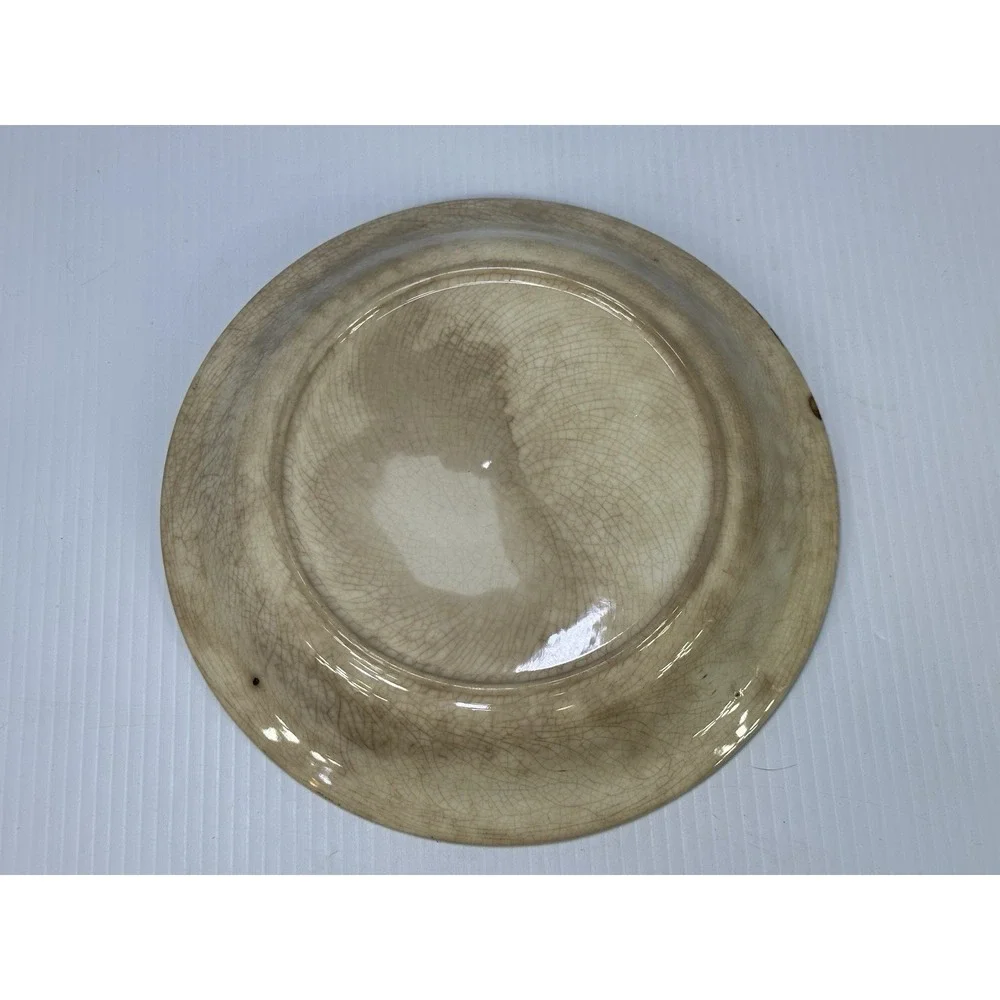 Vintage Ceramic Pecan Pie Dish Plate Recipe Brown White Grandmacore Cottagecore